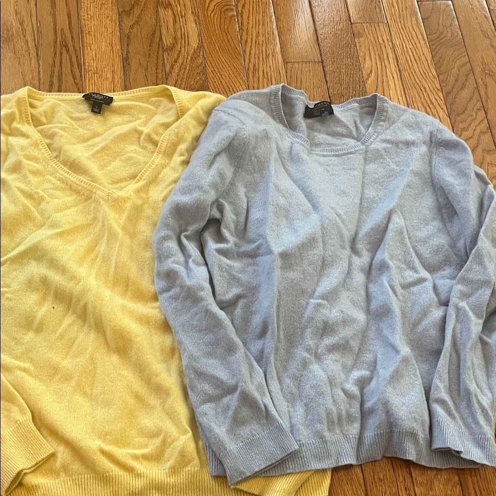 Talbots Charter Club Cashmere Sweaters Crafters Lot Damage Quilt Yellow Blue